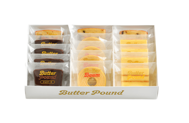 Individually wrapped Tokyo Pure Butter Pound Cake 42 (15pcs), soft buttery flavor for all ages.