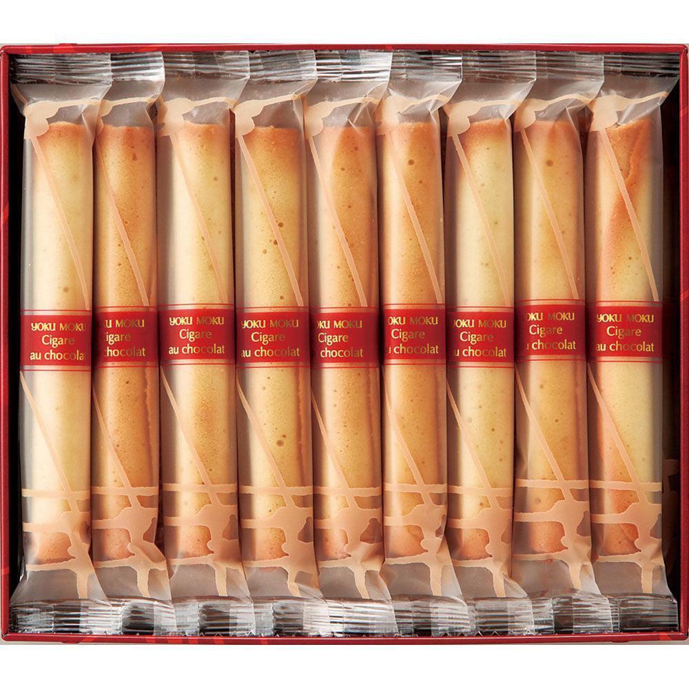 18-piece Yoku Moku Cigare Au Chocolat Cookies, chocolate-filled, designed for authentic Japanese snacking