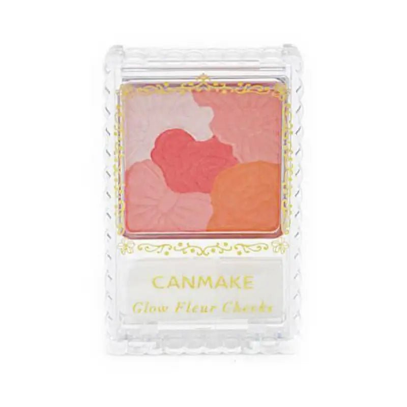 Canmake Glow Fleur Cheeks Blush 03 Fairy Orange Fleur 6.3g - Blush Palette With Brush Applicator - YOYO JAPAN