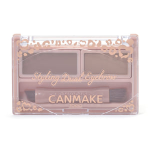 Canmake Styling Dual Eyebrow 02 Warm Brown Wax and Powder Base for 3D Effect - 1 Piece