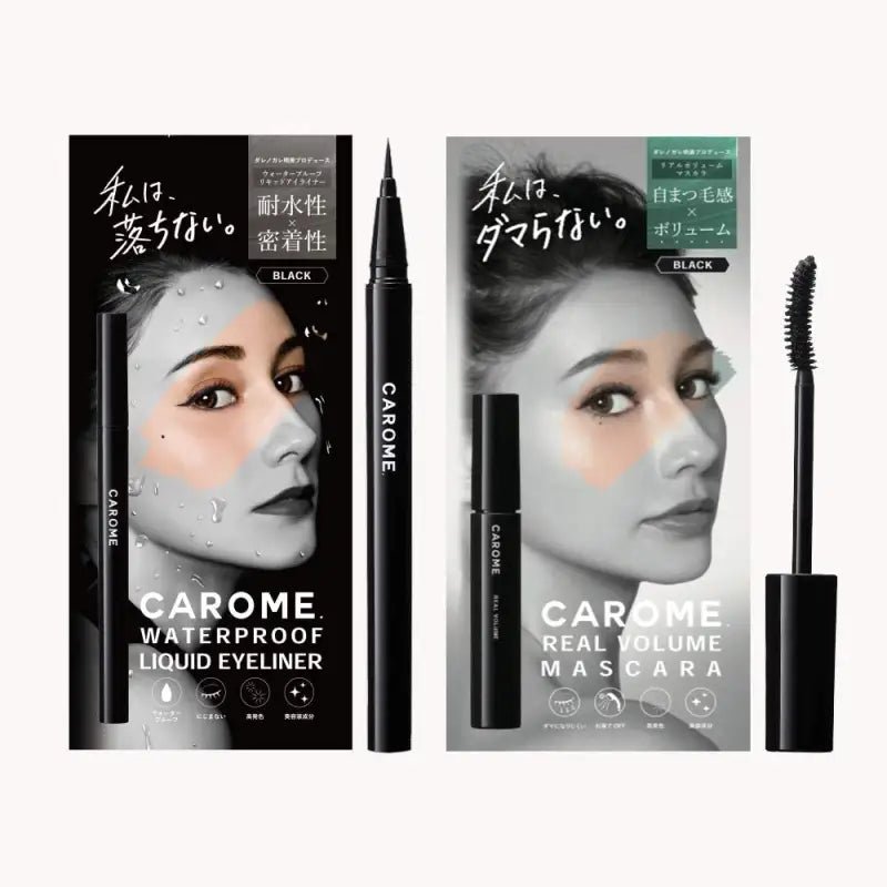 CAROME. Calomy Liquid Eyeliner Black & Volume Mascara Made by Darenogare Akemi Waterproof Adhesive Self - Lashing Volume Won't Fall Off