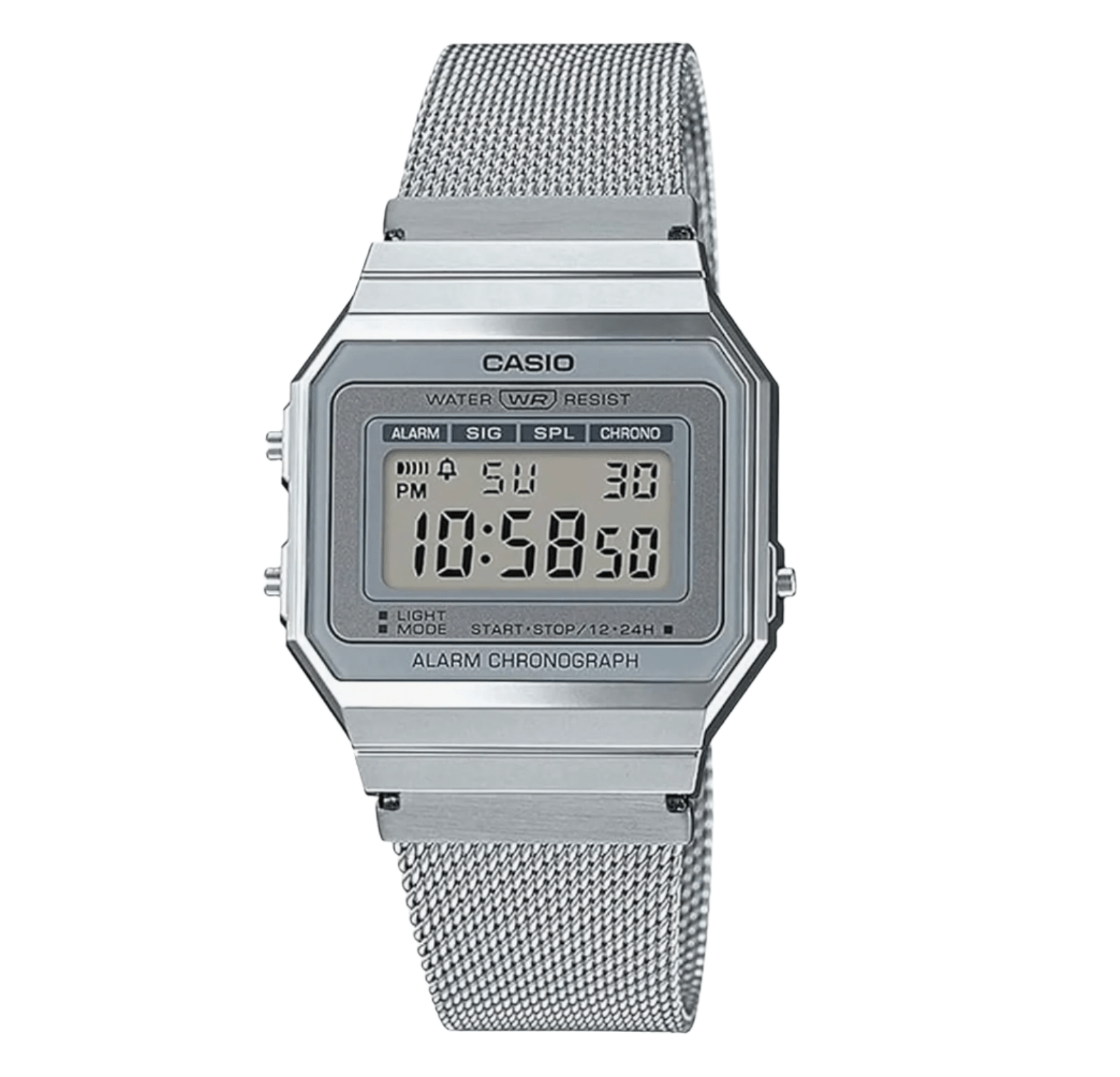 CASIO Digital Watch Vintage Series A700WM - 7A Metal Mesh Band Men's Women's Silver Overseas Model