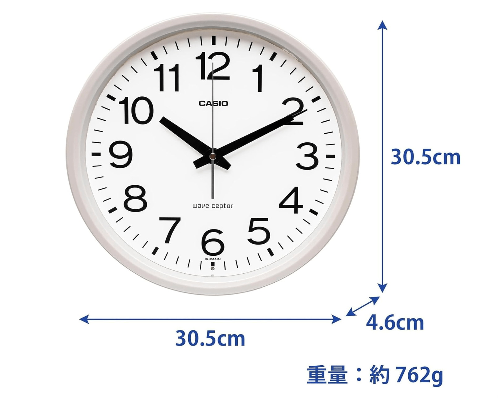 Casio IQ - 351 AMJ - 7JF Wall Clock, Pearl White
