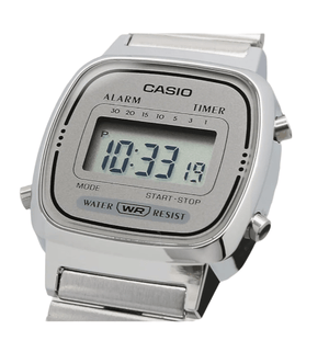 Casio LA670 Series Women's Digital Wristwatch, Silver x Gray LA670WA - 7DF