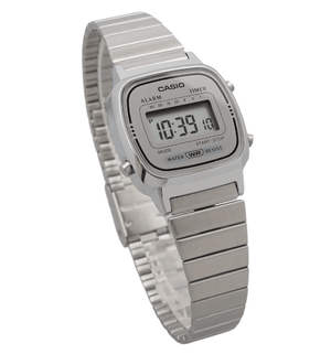 Casio LA670 Series Women's Digital Wristwatch, Silver x Gray LA670WA - 7DF