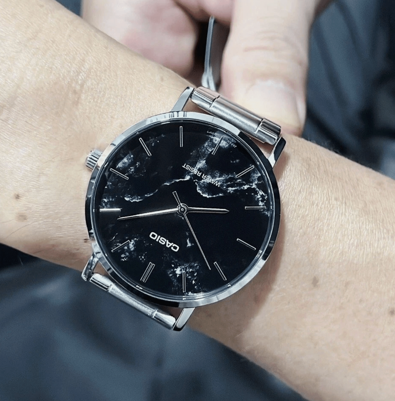 Casio Series Quartz Men's Watch, Black Marble MTP - VT01DM - 1A