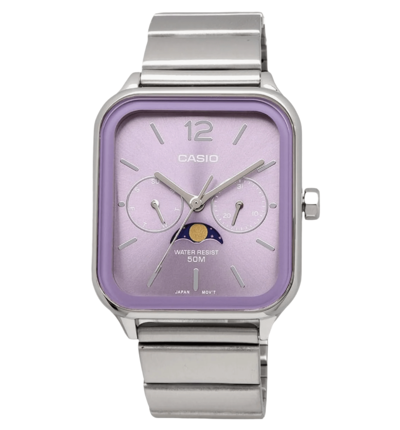 CASIO Standard Moon Phase Analog Men's Watch MTP - M305D - 6AV Metal Band Lilac Overseas Model