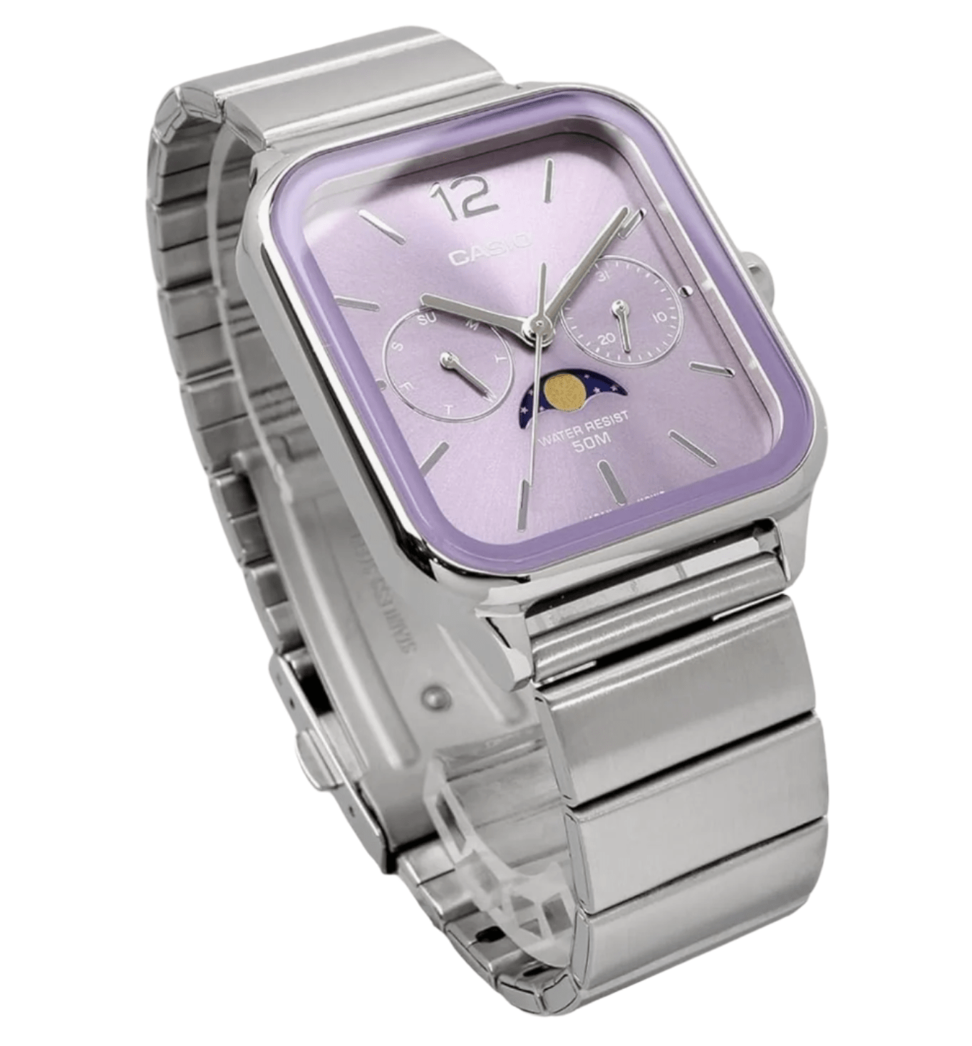 CASIO Standard Moon Phase Analog Men's Watch MTP - M305D - 6AV Metal Band Lilac Overseas Model