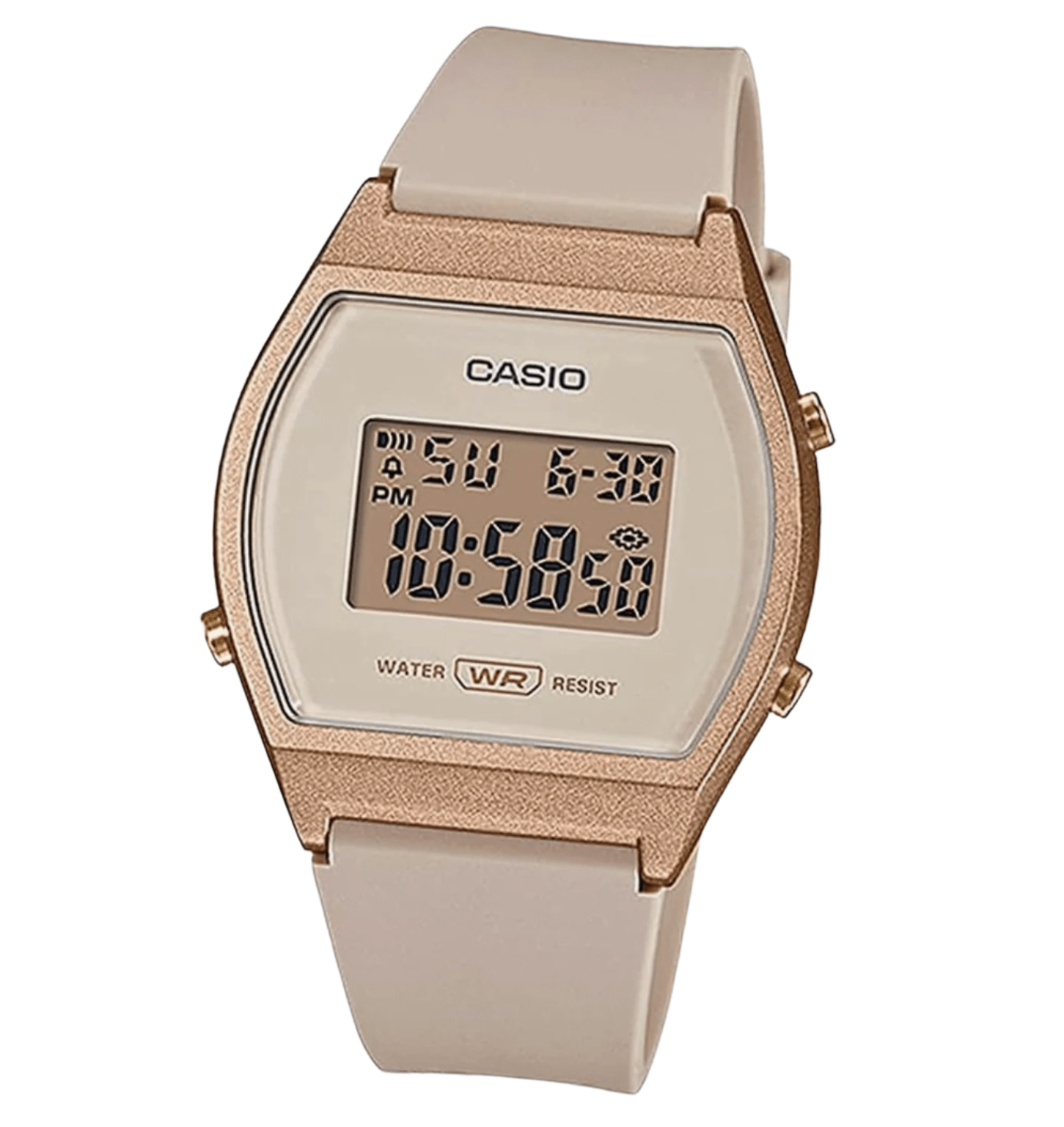 Casio Standard Standard Digital LW 204 Digital Watch for Women, Kids, Girls, beige/rose