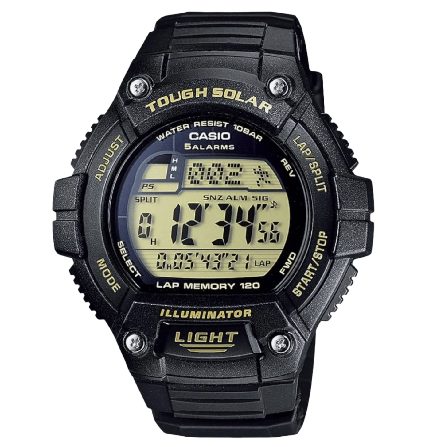 Casio W - S220 Watch, Casio Collection, black/gold