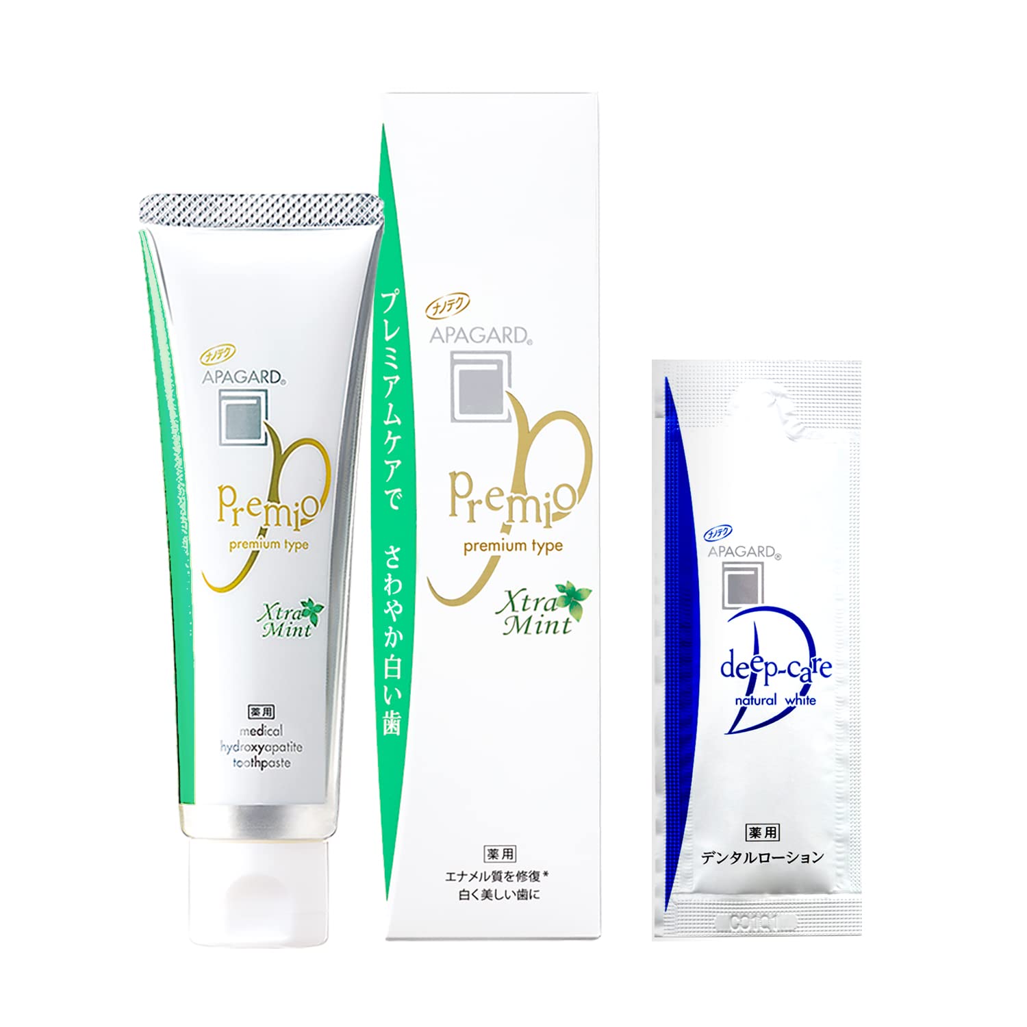 Apagard Premio Extra Mint Whitening Toothpaste (100g) & Dental Lotion (5ml) - Japanese Toothpaste