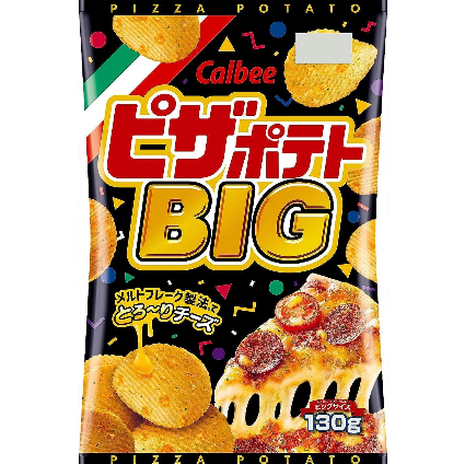 Calbee Pizza Potato Chips Big Bag 130g, cheesy pizza flavor, perfect for parties