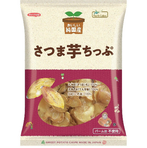 Close-up of North Colors Japanese Sweet Potato Chips 115g (Pack of 3), showing crispy texture and golden color.