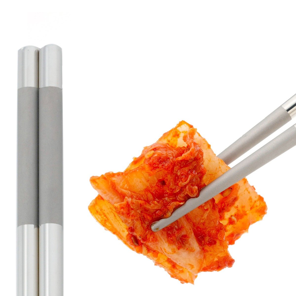 Close-up of Shimomura Stainless Steel Long Cooking Chopsticks 30cm featuring smooth finish for better control