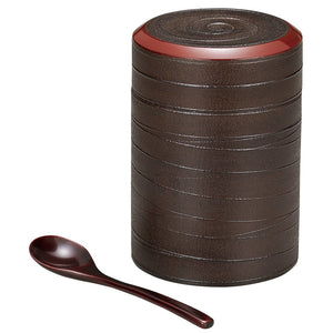 Isuke Handmade Lacquered Wooden Coffee Box With Spoon, natural wood design, ideal for coffee storage