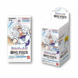 Close-up of Bandai One Piece Card Game New Era Protagonist 24 Packs Japan OP-05, featuring Eiichiro Oda illustration for collectible value