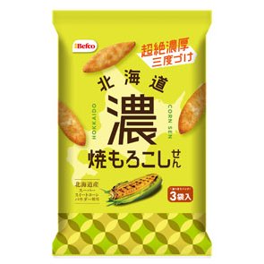 51g Befco Roasted Hokkaido Corn Flavor Senbei offering a gentle roasted corn taste for snack lovers