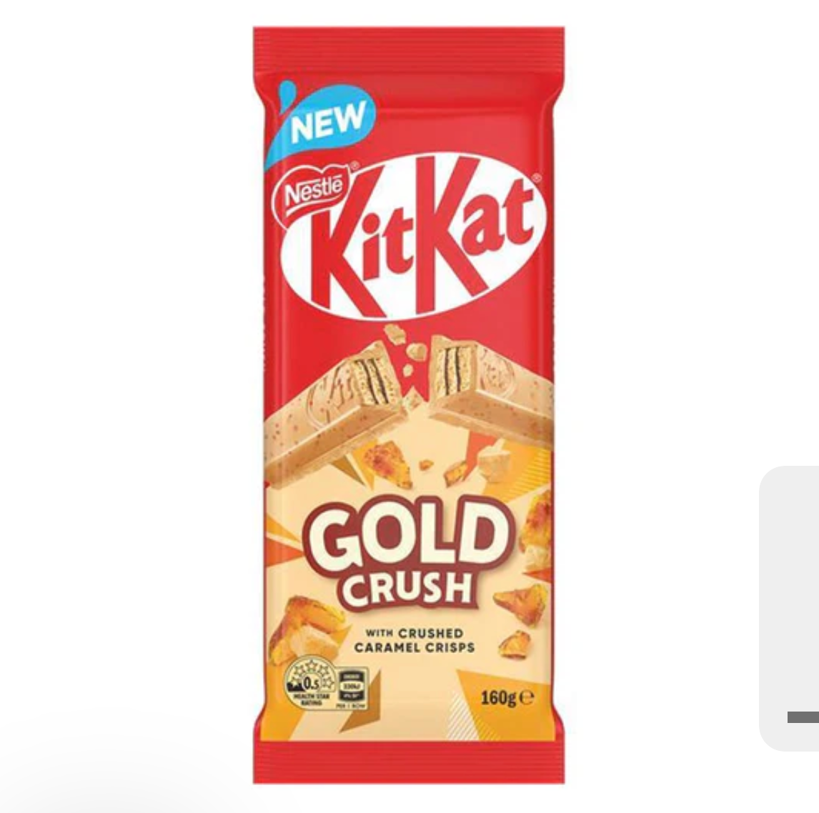 KitKat Gold Crush Chocolate Bar 45 g, smooth golden exterior, perfect for a boujee moment