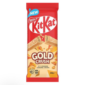 45 g KitKat Gold Crush with crisp wafer and caramelized coating, offering luxe indulgence for fans
