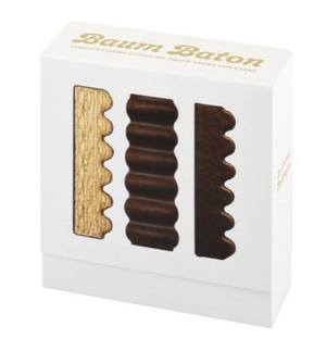 One Baum Baton 09 stick half-eaten to show soft, moist cake texture