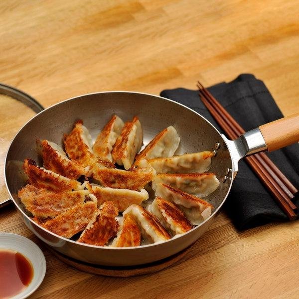 24cm Chitose iron frying pan with glass lid, designed for induction stovetops