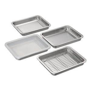 Enzo Breading Trays & Fried Food Draining Tray 6-piece set, stainless steel, ideal for breading and draining fried foods