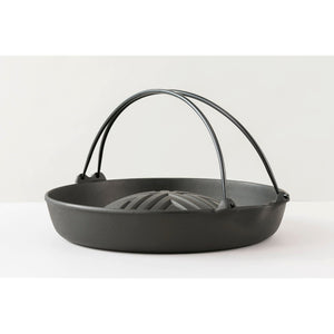 Iwachu Jingisukan Grill Pot with Handle 23006, cast iron cookware ideal for authentic Japanese BBQ