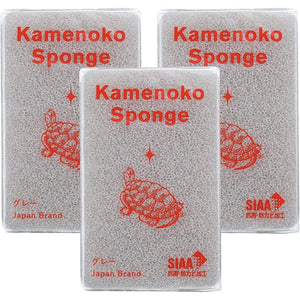 Kamenoko Kitchen Sponge Gray (Pack of 3), durable and eco-friendly, ideal for daily kitchen cleaning.