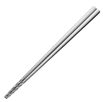 Todai Tornado Metal Chopsticks 235mm in use with sushi and noodles, perfect for home or restaurant