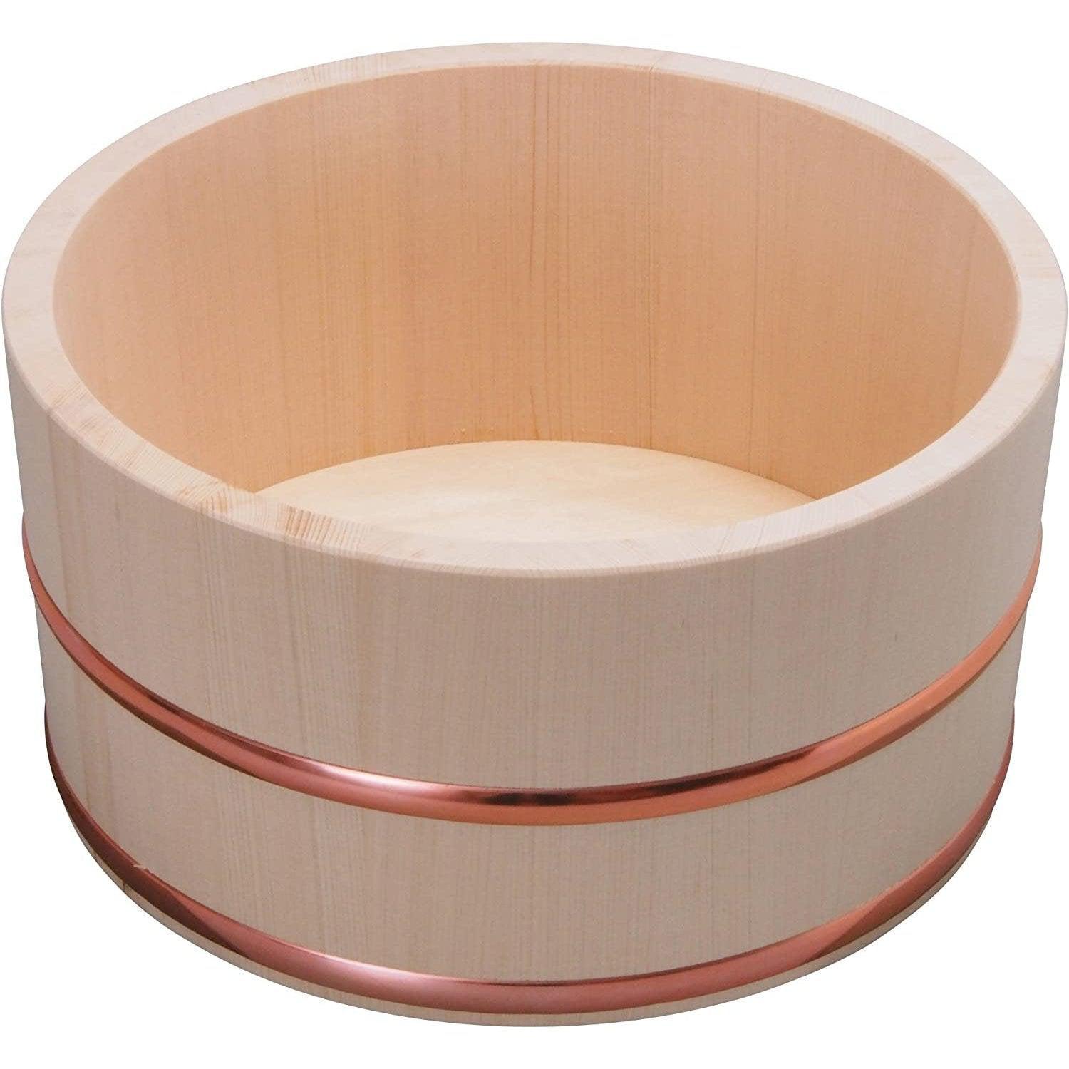 Umezawa Hinoki Bath Bucket, handmade wooden bucket, ideal for traditional Japanese bathing.