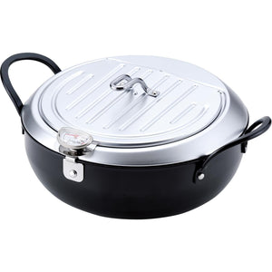Wahei Induction Iron Deep Fryer Pot 20cm with lid and oil drain rack, ideal for home frying