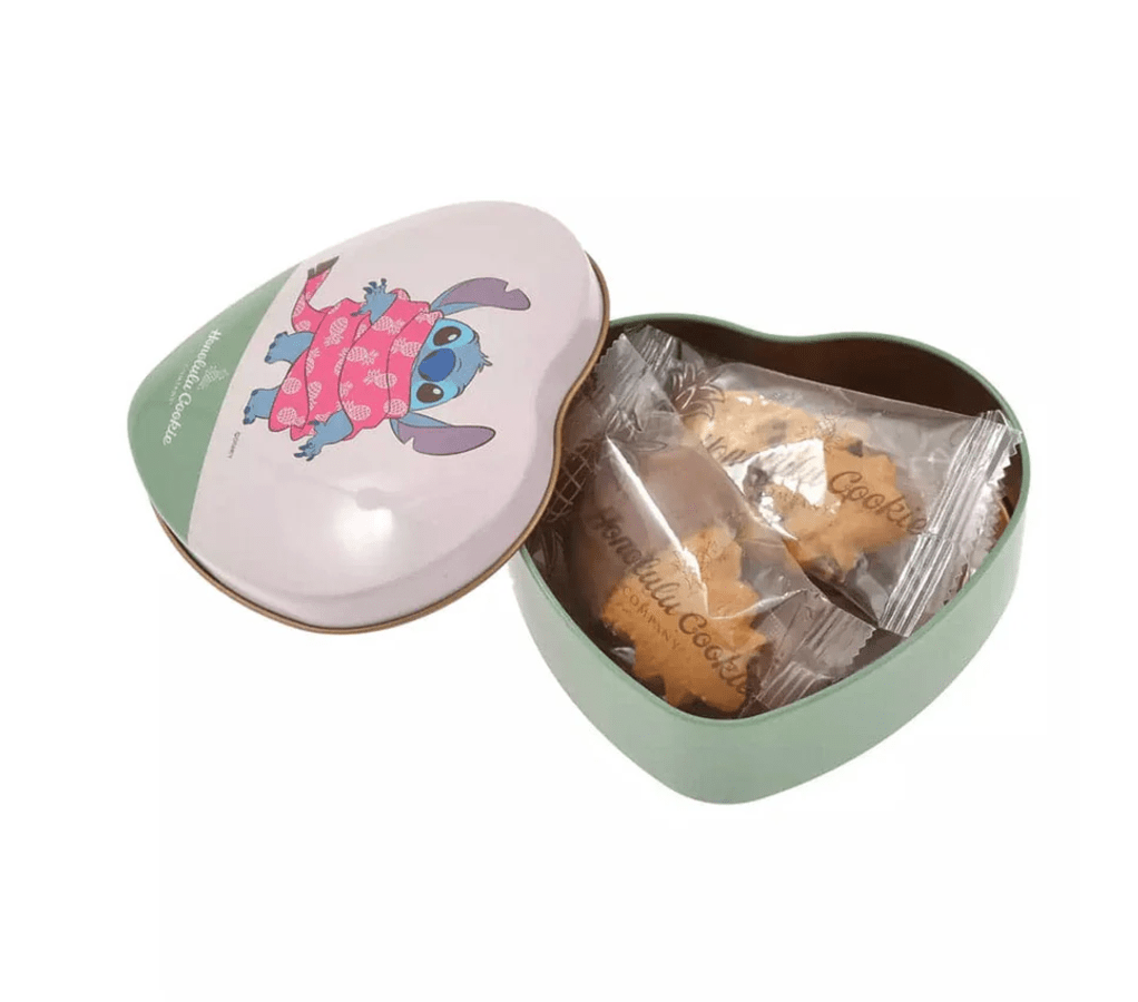 Disney Honolulu Cookie Company Stitch Cookies in a Heart - Shaped Tin: A Sweet Taste of Paradise