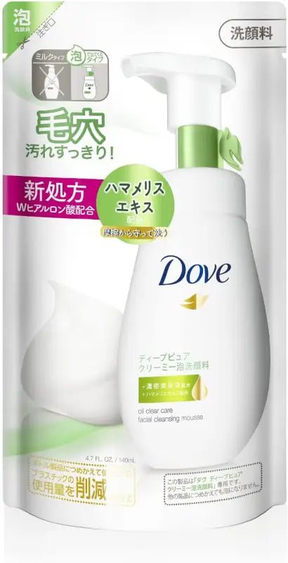 Dove Facial Cleansing Mousse For Tightened Pores & Oil Control 140ml (Refill) - Japan Face Cleanser - YOYO JAPAN