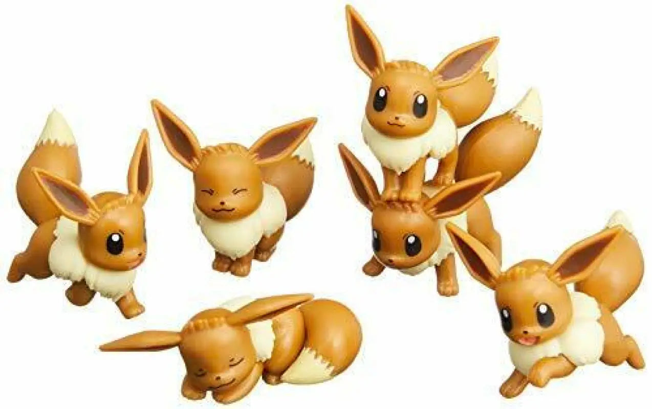 Ensky Pokemon Pocket Monster Nosechara Stacking Game Figure Eevee 6pcs Set - Other Anime Collectibles