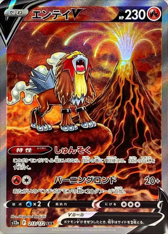 Entei V - 213/172 S12A - SAR - MINT - Pokémon TCG Japanese