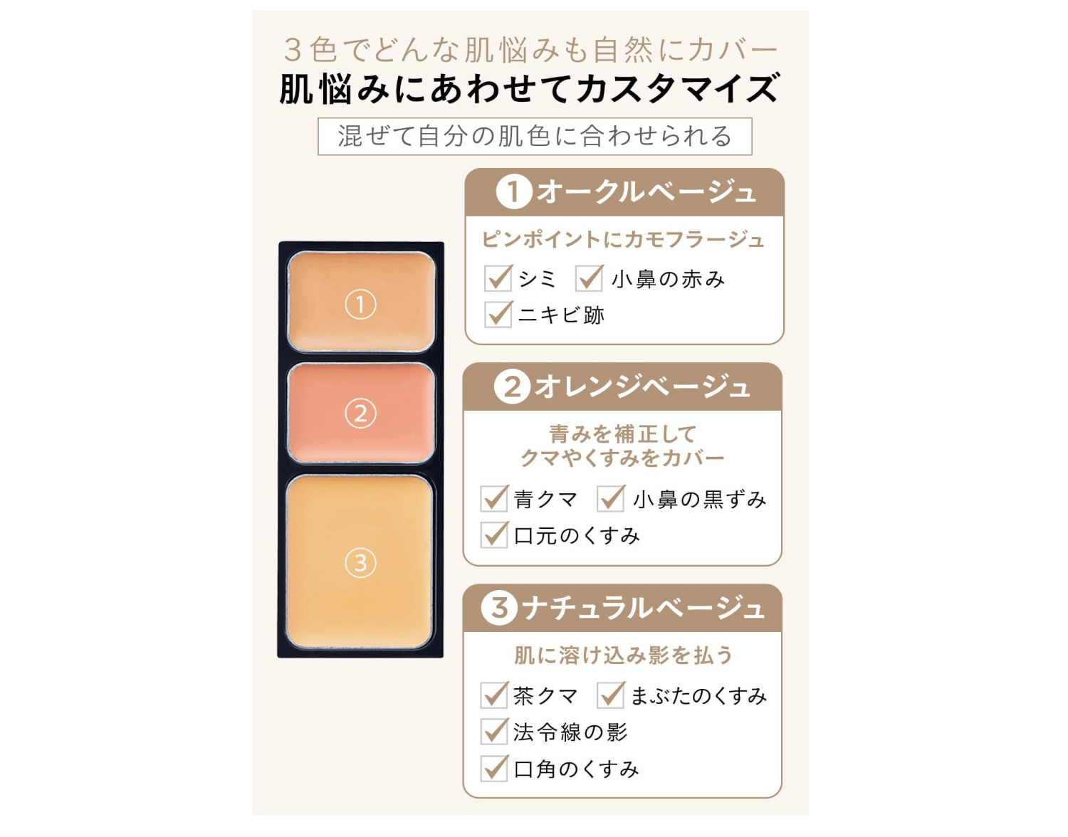 ETVOS Mineral Concealer Palette, 3.1g, Soap, Spots, Bears, Acne Covers, Orange