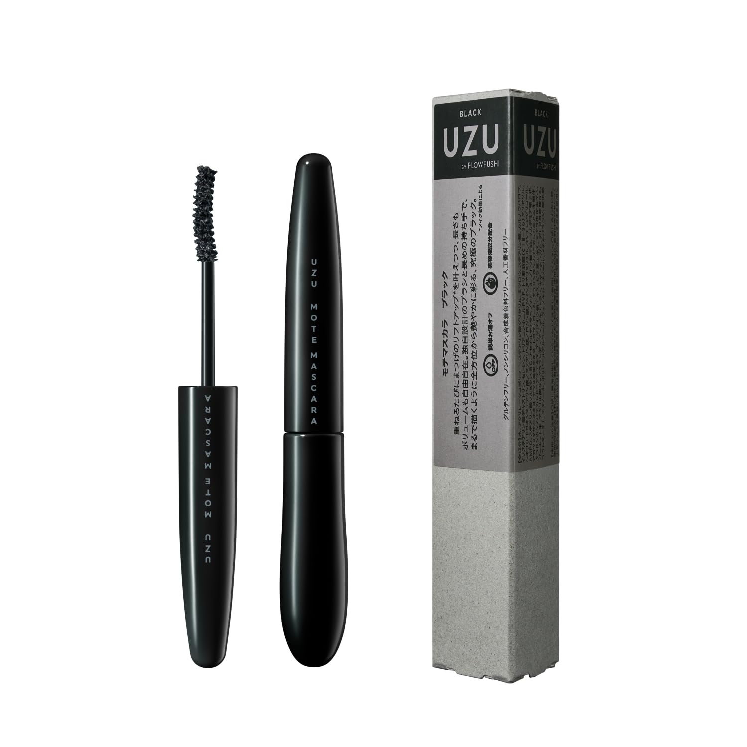 Uzu Flowfushi Mote Mascara Black Water - Resistant Gluten - Free with Eyelash Serum