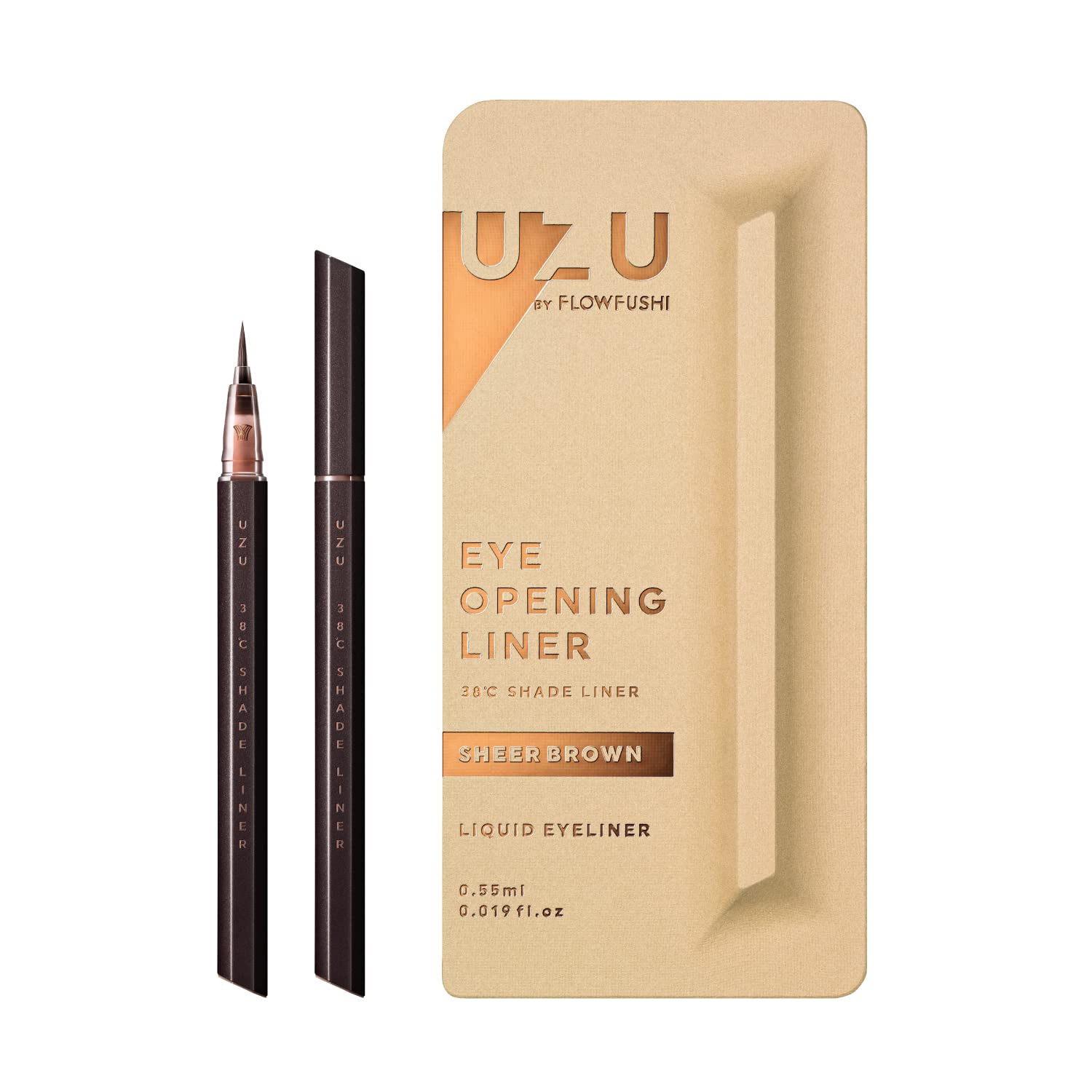 Uzu By Flowfushi 38℃ Liquid Eyeliner Shadow - Double Liner Sheer Brown Alcohol and Paraben Free