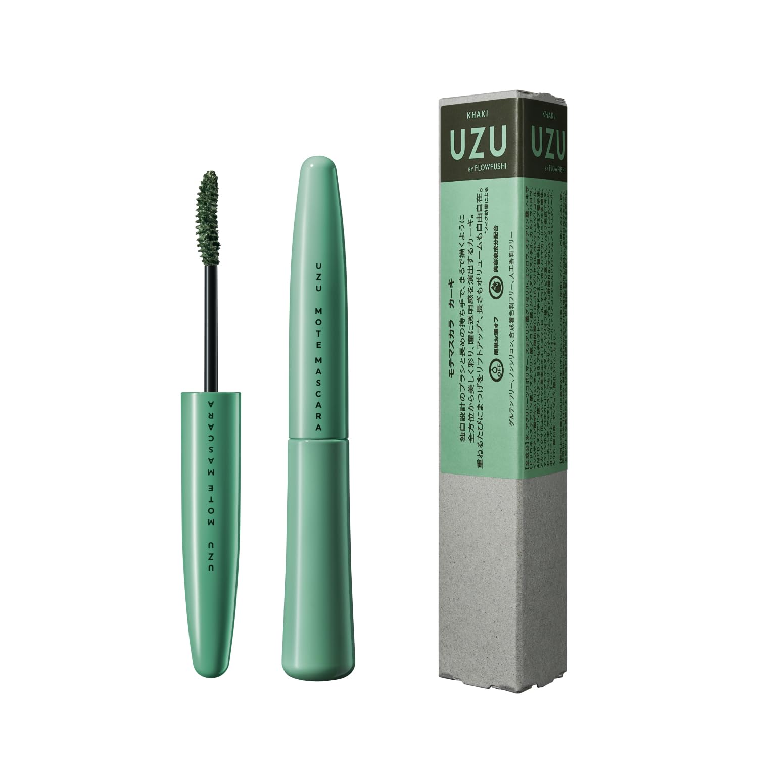 Uzu Flowfushi Mote Mascara Khaki - Water Resistant Gluten and Fragrance Free