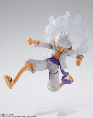 Luffy Gear 5 figure with proud facial expression and clear display stand (great for collectors).