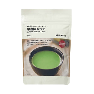 Muji Instant Matcha Latte Green Tea with Milk Powder, 170g, creamy blend, ideal for quick hot drinks