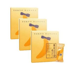 Tokyo Banana Mitsuketa, Set of 8, 3 Boxes, banana-shaped cakes, ideal for gifting and sharing