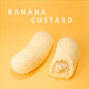 Close-up of Tokyo Banana Mitsuketa, Set of 8, featuring fluffy sponge for light texture