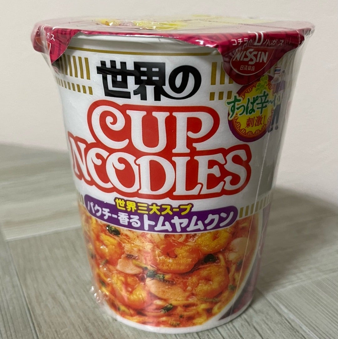 Nissin Cup Noodles Tom Yum Goong Tom Yum Noodle Soup in Pack of 3, spicy paste sachet, perfect for flavorful lunches