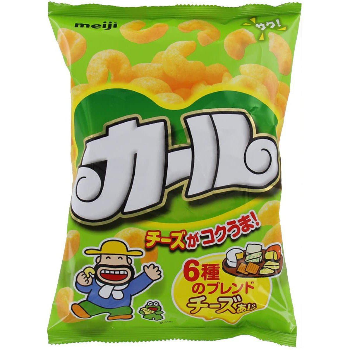 Meiji Karl Cheese Curls Corn Puff Snack (Box of 10 Bags), 64g total, cheese blend feature, ideal for casual snacking