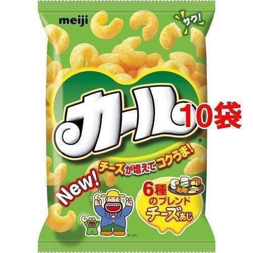 Meiji Karl Cheese Curls Corn Puff Snack in Box of 10 Bags, airy corn base, perfect for sharing or picnics
