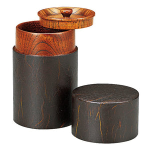 150g Isuke Wooden Tea Caddy, traditional lacquer and washi paper design, perfect for Japanese tea enthusiasts.