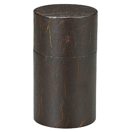 150g Isuke Wooden Tea Caddy with lacquer and washi paper exterior, offering refined tea storage for Japanese tea lovers.