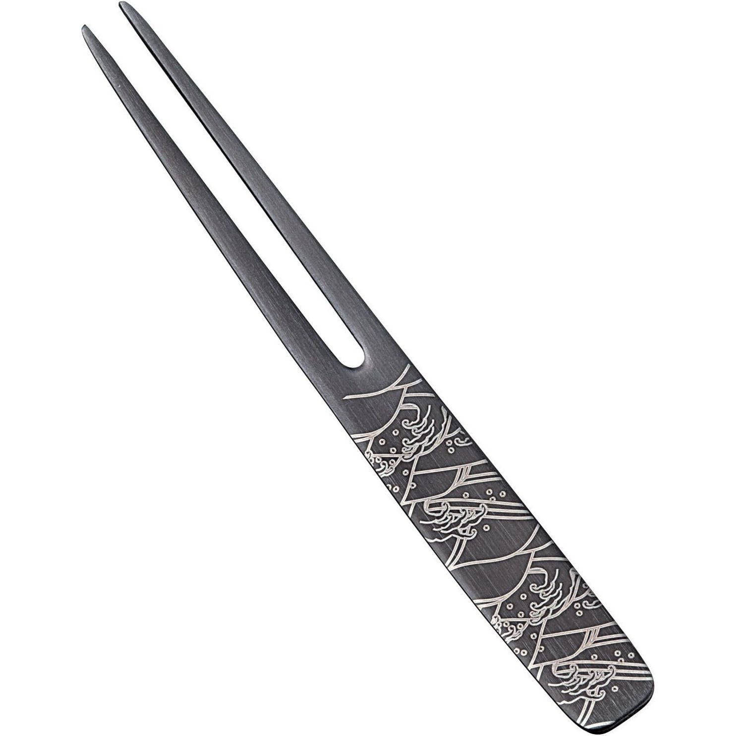 Todai Wagashi Pick Fork Set 7 Piece, black oxide steel, perfect for tea gatherings and desserts