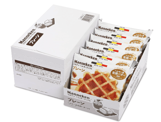 Pack of 6 Manneken Waffles with buttery texture, offering a light and comforting snack